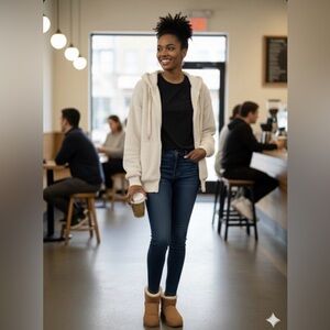 Aerie Teddy Bear Ivory Oversized Fill Zip Size Medium